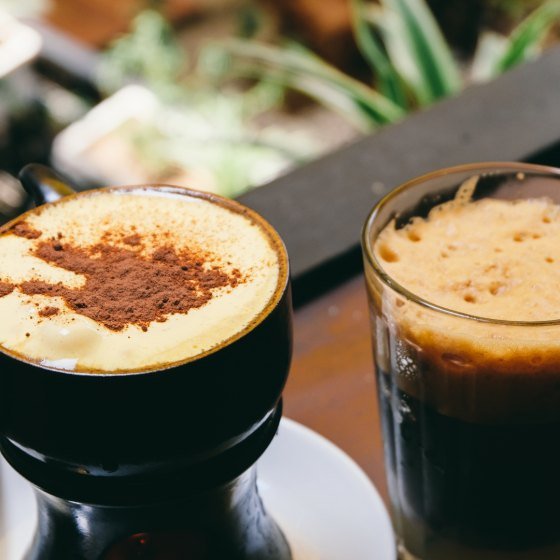Egg coffee and Vietnamese iced coffee
