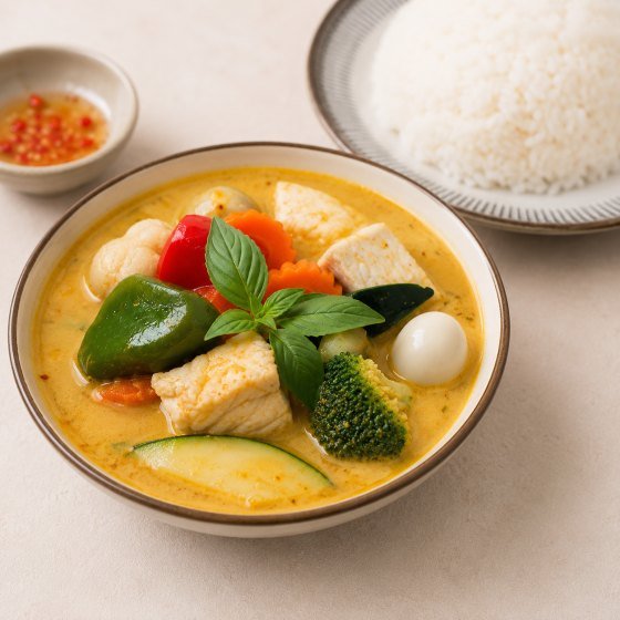 Yellow curry with rice